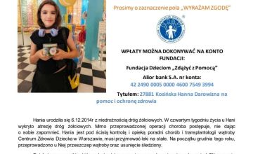 Hania walczy z chorobą - Rodzice proszą o wsparcie.